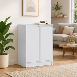 White Sideboard Storage Cabinet - Dimensions: 57L x 34W x 76H cm