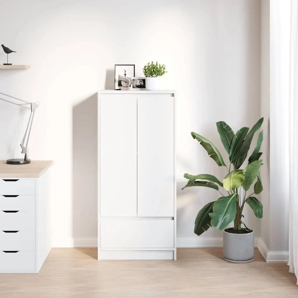Storage Cabinet with Drawer White Engineered Wood Furniture Sideboard Buffet