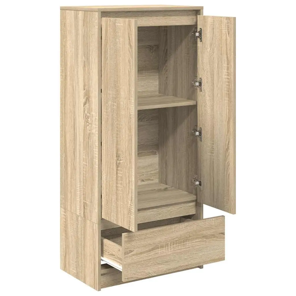 Storage Cabinet for Living Room Dining Area Home Office Brown Engineered Wood 55.5 W x 34 D x 119.5 H cm