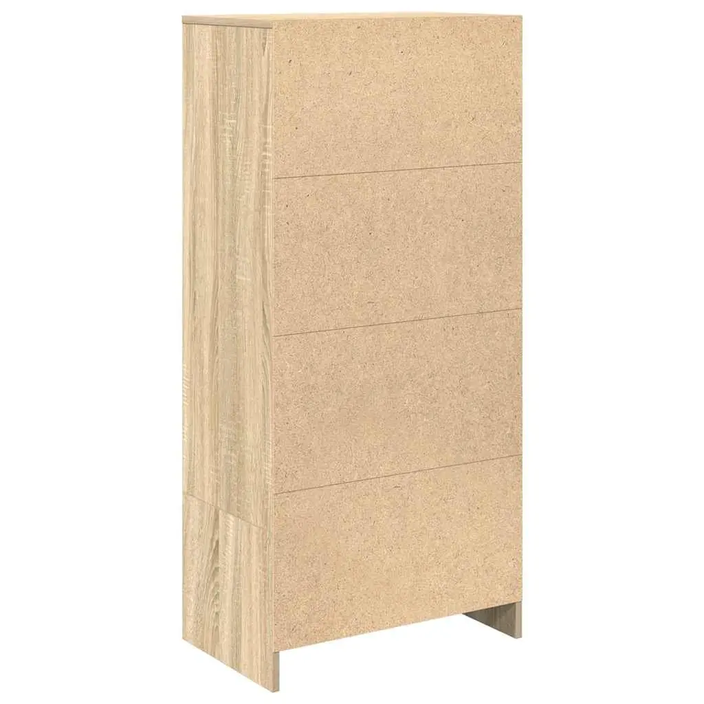 Storage Cabinet for Living Room Dining Area Home Office Brown Engineered Wood 55.5 W x 34 D x 119.5 H cm