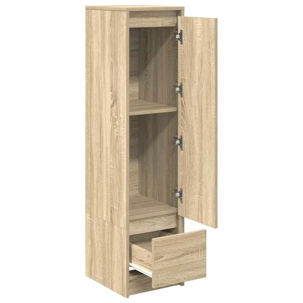 Brown Highboard Storage Cabinet with Engineered Wood Build
