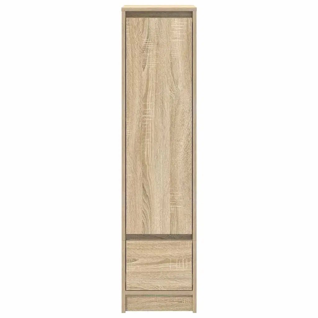 Brown Highboard Storage Cabinet with Engineered Wood Build