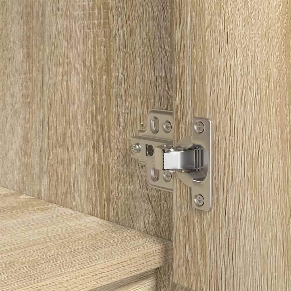 Brown Highboard Storage Cabinet with Engineered Wood Build
