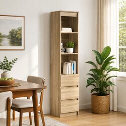 Highboard Cabinet Specifications: 180cm Brown Engineered Wood