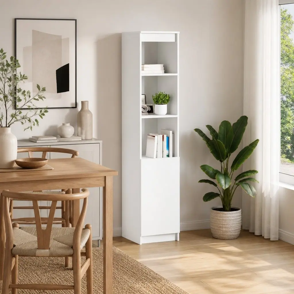 Highboard Storage Cabinet for Dining Room Kitchen Bedroom White 37.5L x 35W x 180H cm Engineered Wood