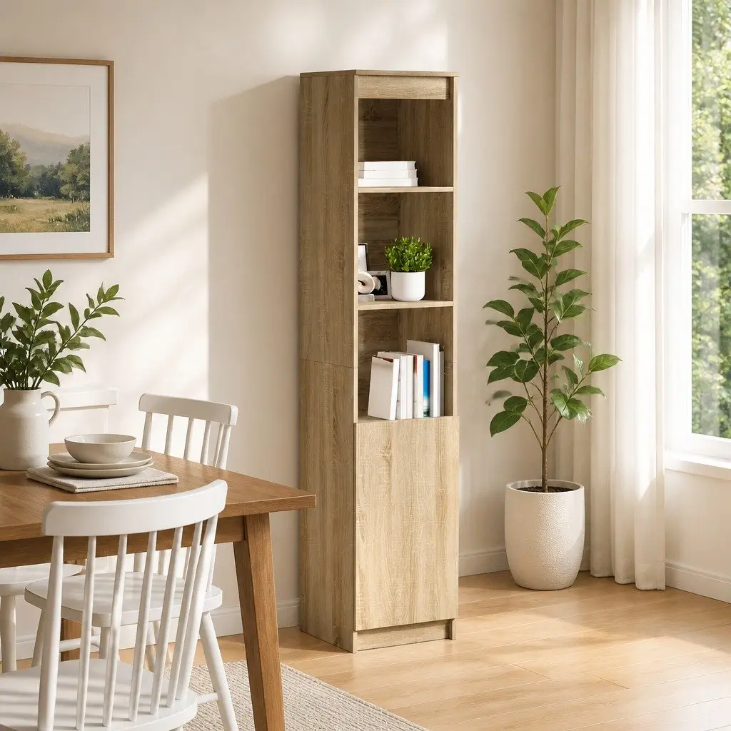 Highboard Storage Cabinet for Dining Room Bedroom Bathroom Kitchen Living Space Brown Engineered Wood 37.5x35x180cm