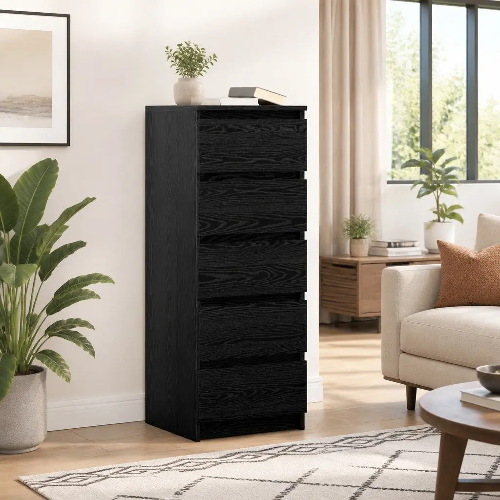 Black Oak Sideboard Storage Cabinet 37.5x35x99cm