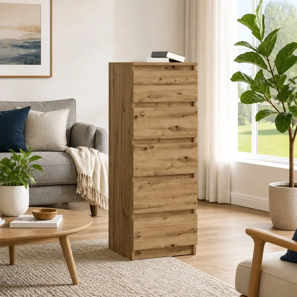 Sideboard for Living Room or Dining Area Brown 37.5 x 35 x 99 cm Engineered Wood Storage Cabinet with Drawers