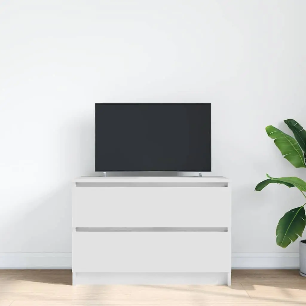 TV Cabinet White Storage Unit Living Room Bedroom Engineered Wood 80 x 35 x 54 cm