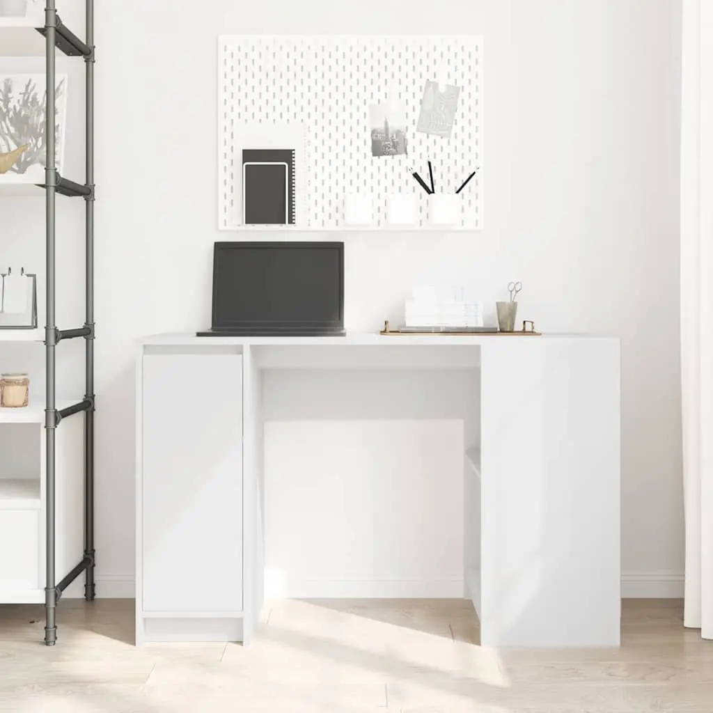 Desk Secretary Workstation Office White Writing Storage Engineered Wood
