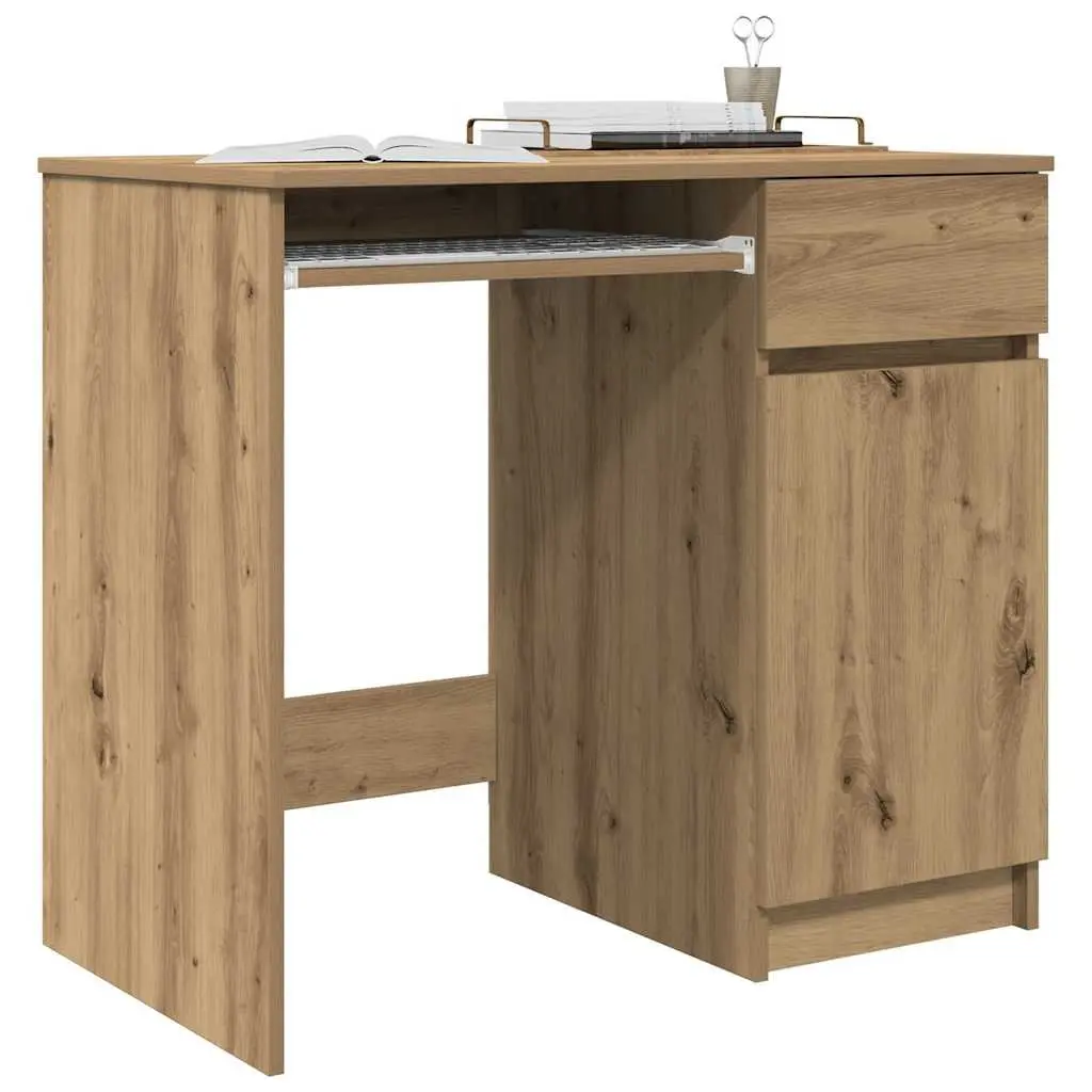 Office Desk Brown Engineered Wood Storage Cabinet Drawer Shelf Workstation