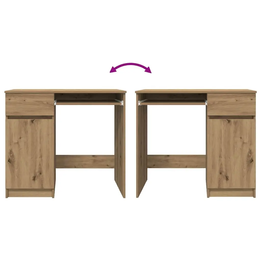Office Desk Brown Engineered Wood Storage Cabinet Drawer Shelf Workstation