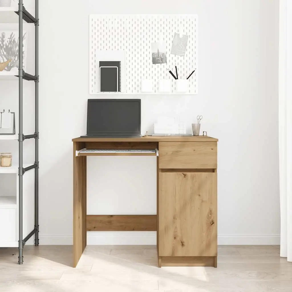 Office Desk Brown Engineered Wood Storage Cabinet Drawer Shelf Workstation