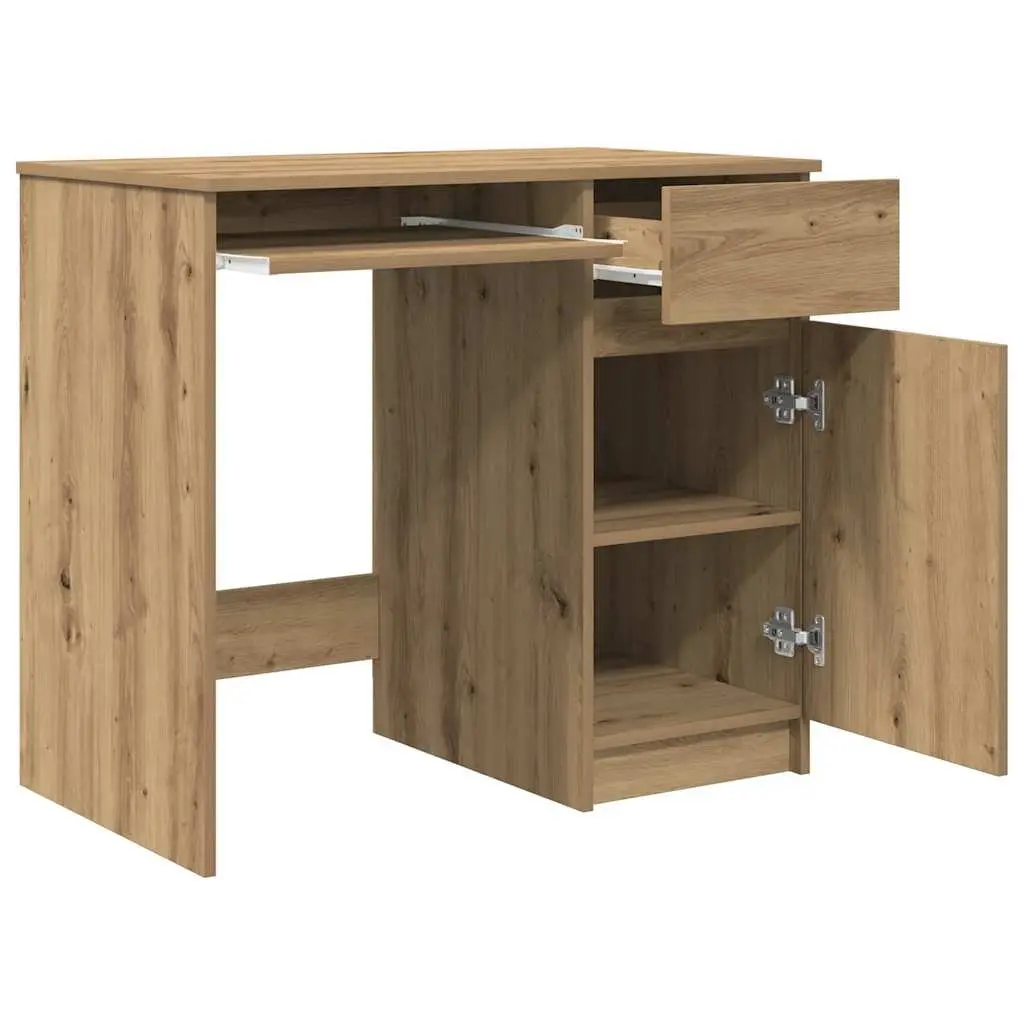 Office Desk Brown Engineered Wood Storage Cabinet Drawer Shelf Workstation