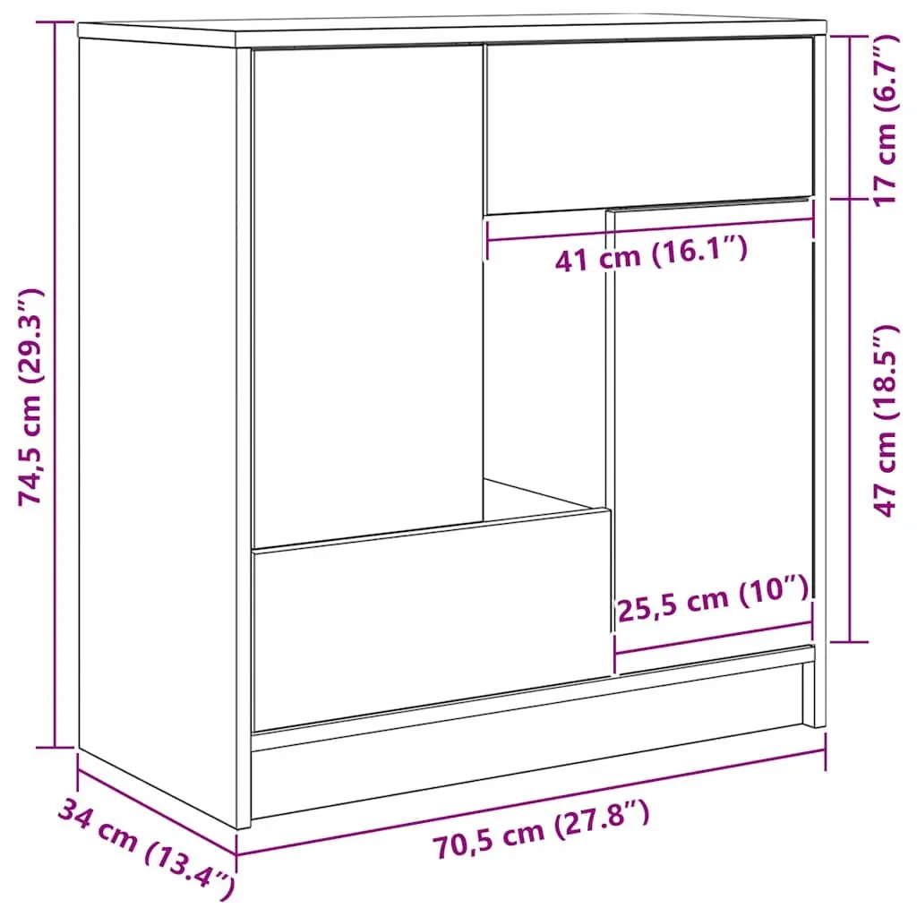 Sideboard with Drawers and Doors White Storage Cabinet Buffet Living Room