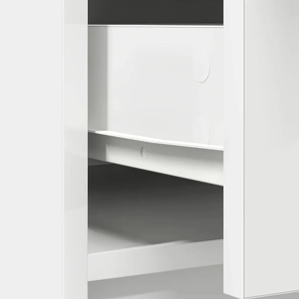 Sideboard with Drawers and Doors White Storage Cabinet Buffet Living Room
