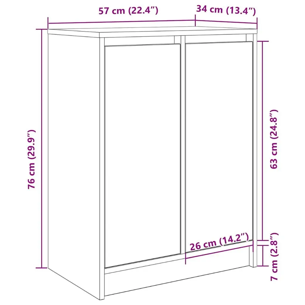 Shoe Cabinet White Storage Organiser Engineered Wood 57x34x76cm