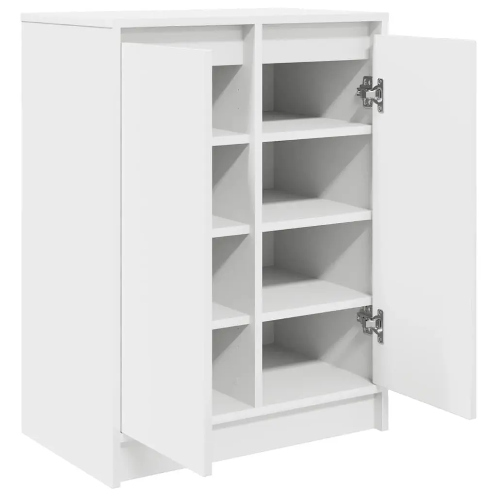 Shoe Cabinet White Storage Organiser Engineered Wood 57x34x76cm