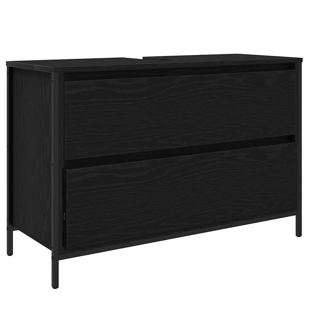 Bathroom Vanity Unit Basin Cabinet with Drawers Storage Black Oak 90x34.5x60cm