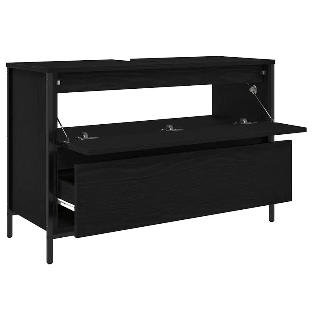Bathroom Vanity Unit Basin Cabinet with Drawers Storage Black Oak 90x34.5x60cm