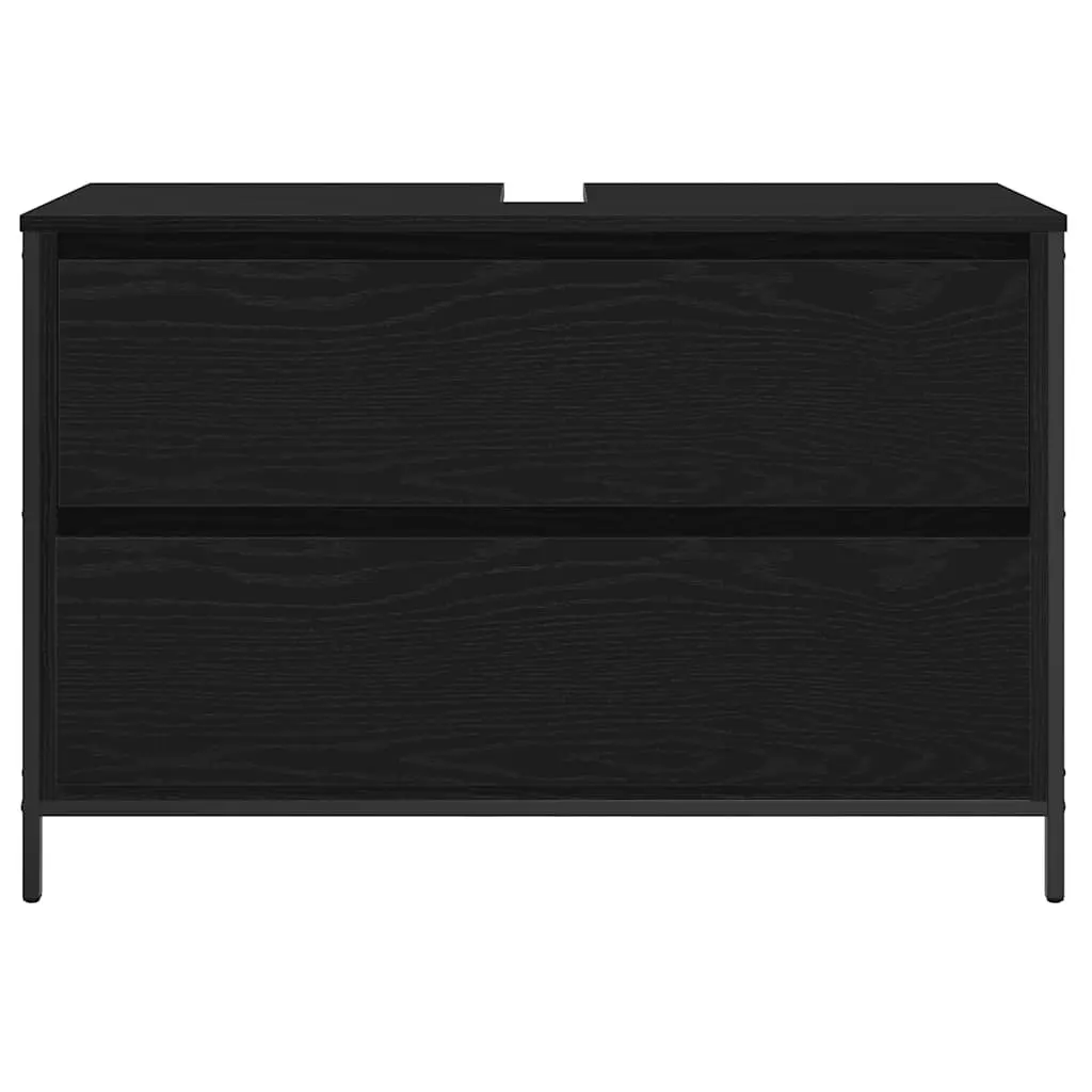 Bathroom Vanity Unit Basin Cabinet with Drawers Storage Black Oak 90x34.5x60cm