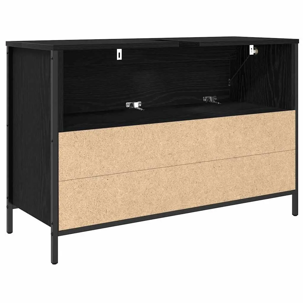 Bathroom Vanity Unit Basin Cabinet with Drawers Storage Black Oak 90x34.5x60cm