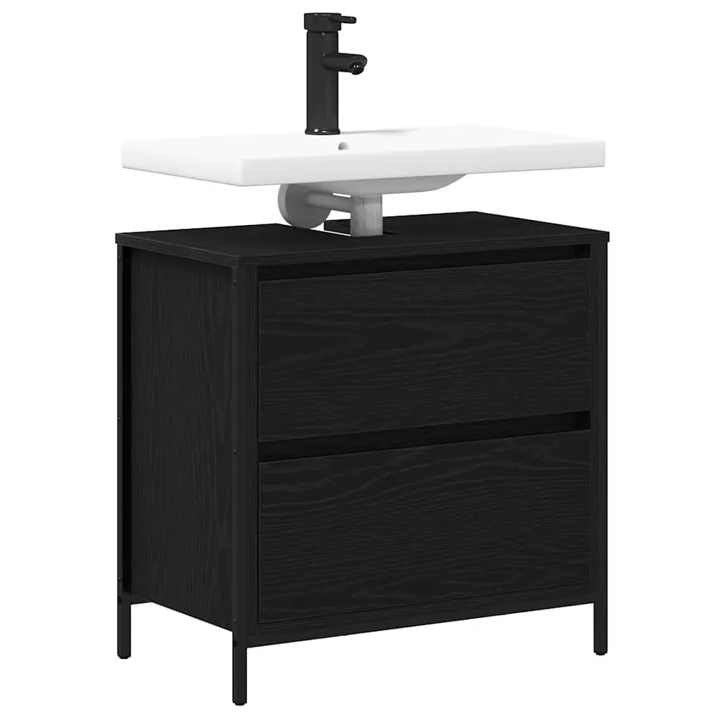 Bathroom Vanity Cabinet Storage Unit Black Oak 60x34.5x60cm