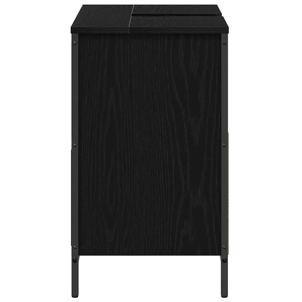 Bathroom Vanity Cabinet Storage Unit Black Oak 60x34.5x60cm