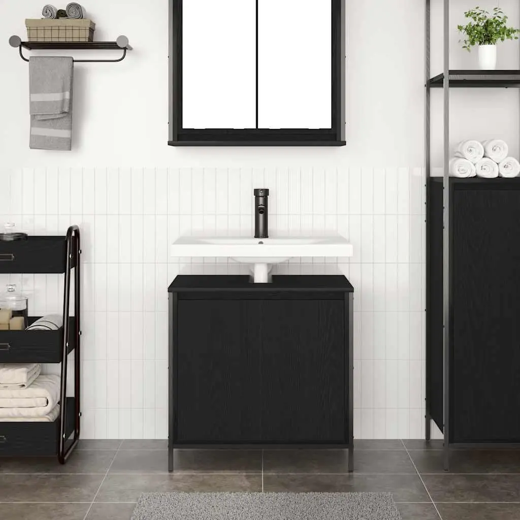 Bathroom Vanity Cabinet Black 60cm for Bathroom Storage Sink Unit