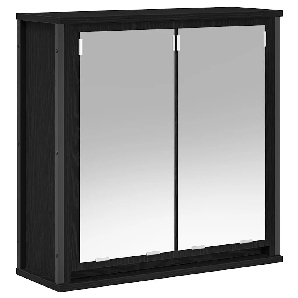 Bathroom Wall Cabinet with Mirror Black Oak 60x21x60cm Storage Vanity Unit