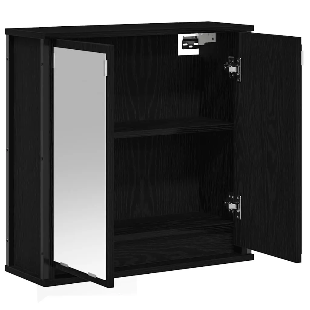 Bathroom Wall Cabinet with Mirror Black Oak 60x21x60cm Storage Vanity Unit