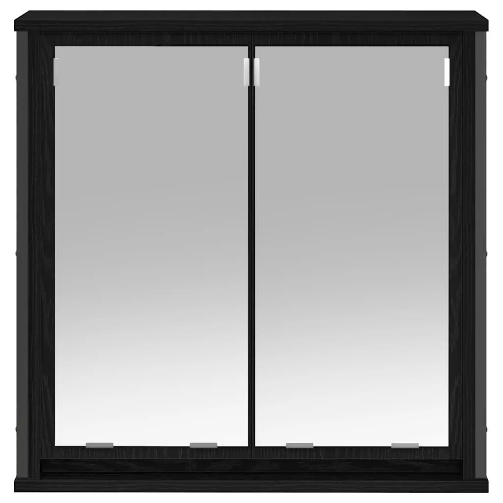 Bathroom Wall Cabinet with Mirror Black Oak 60x21x60cm Storage Vanity Unit