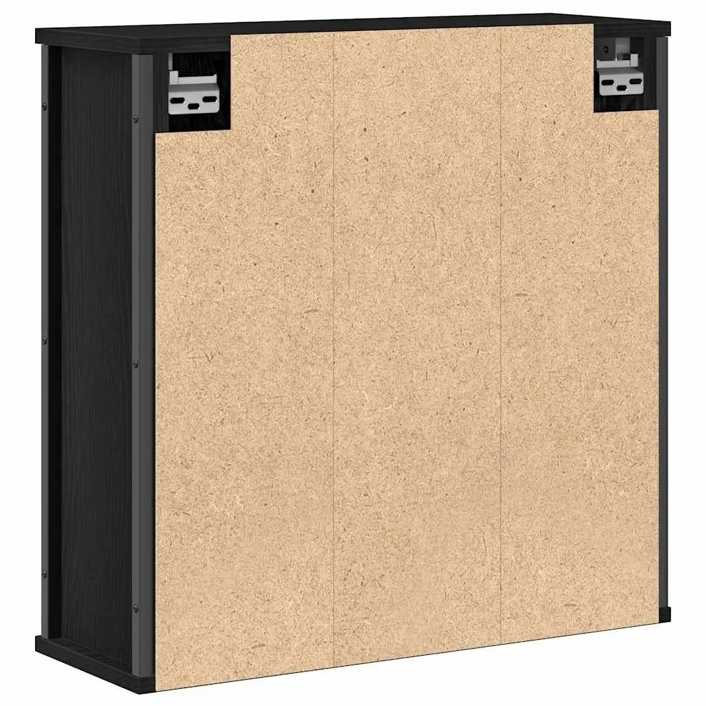 Bathroom Wall Cabinet with Mirror Black Oak 60x21x60cm Storage Vanity Unit