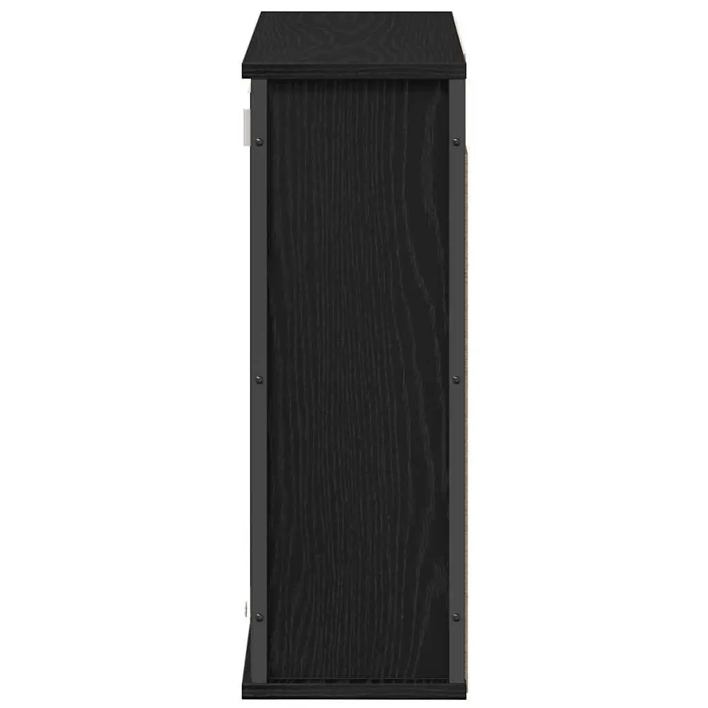 Bathroom Wall Cabinet with Mirror Black Oak 60x21x60cm Storage Vanity Unit