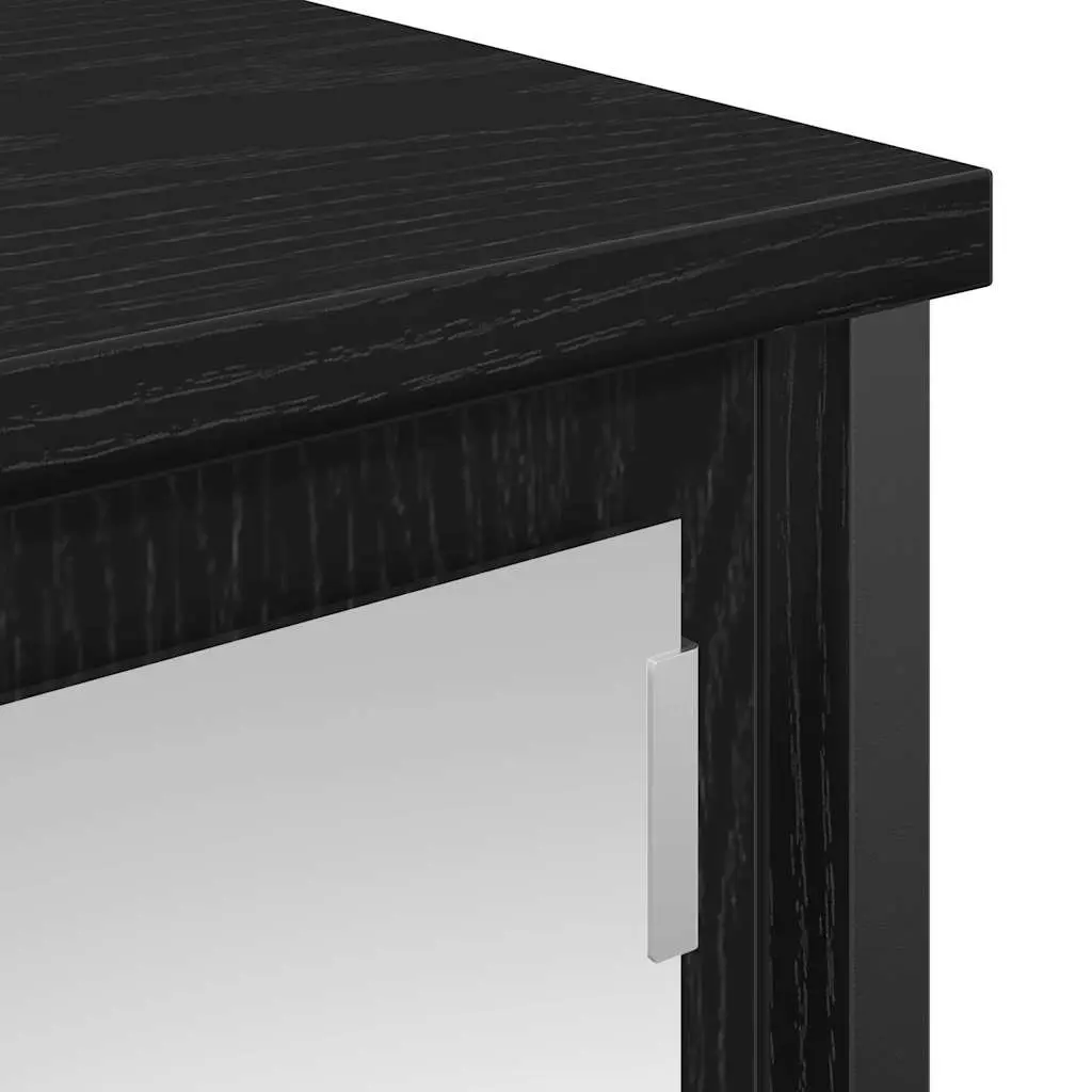 Bathroom Wall Cabinet with Mirror Black Oak 60x21x60cm Storage Vanity Unit