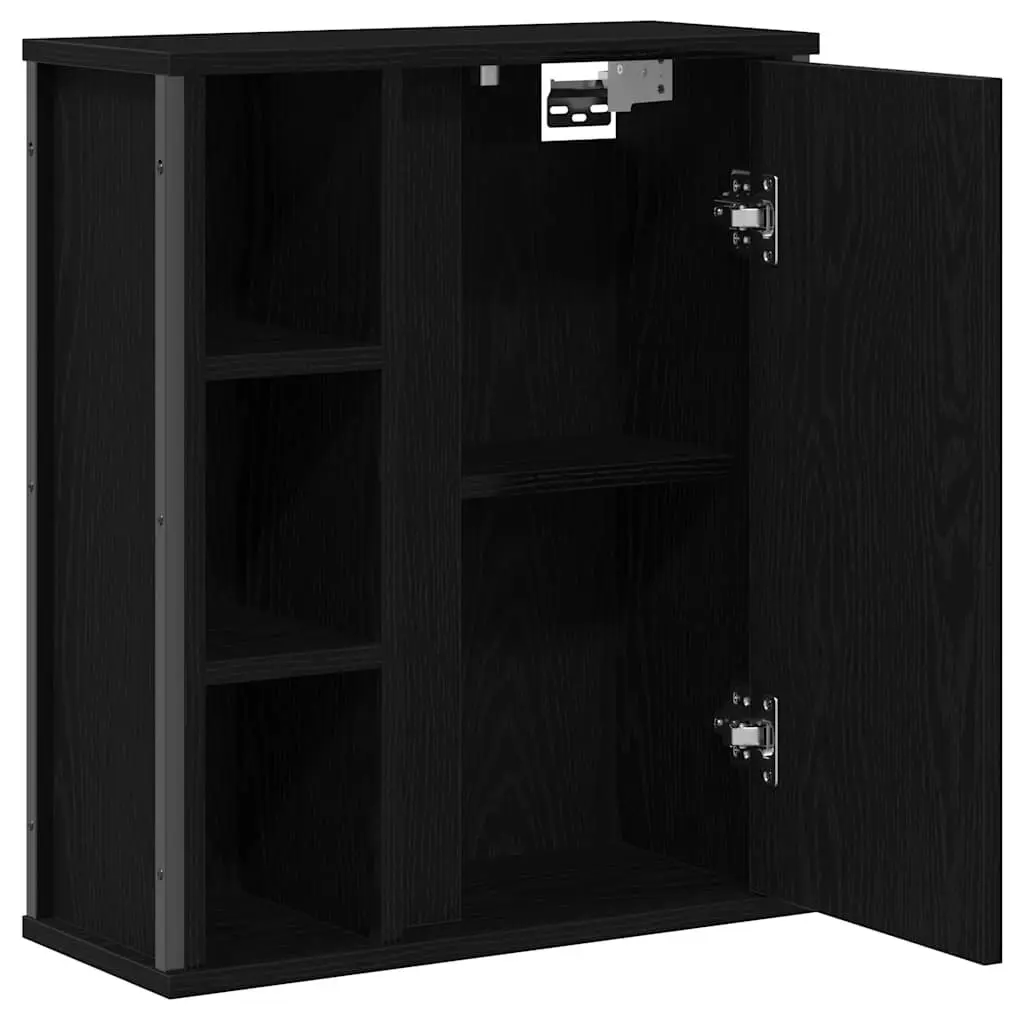 Bathroom Wall Cabinet with Mirror Black Oak 50W x 21D x 60H cm