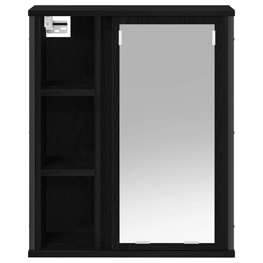 Bathroom Wall Cabinet with Mirror Black Oak 50W x 21D x 60H cm