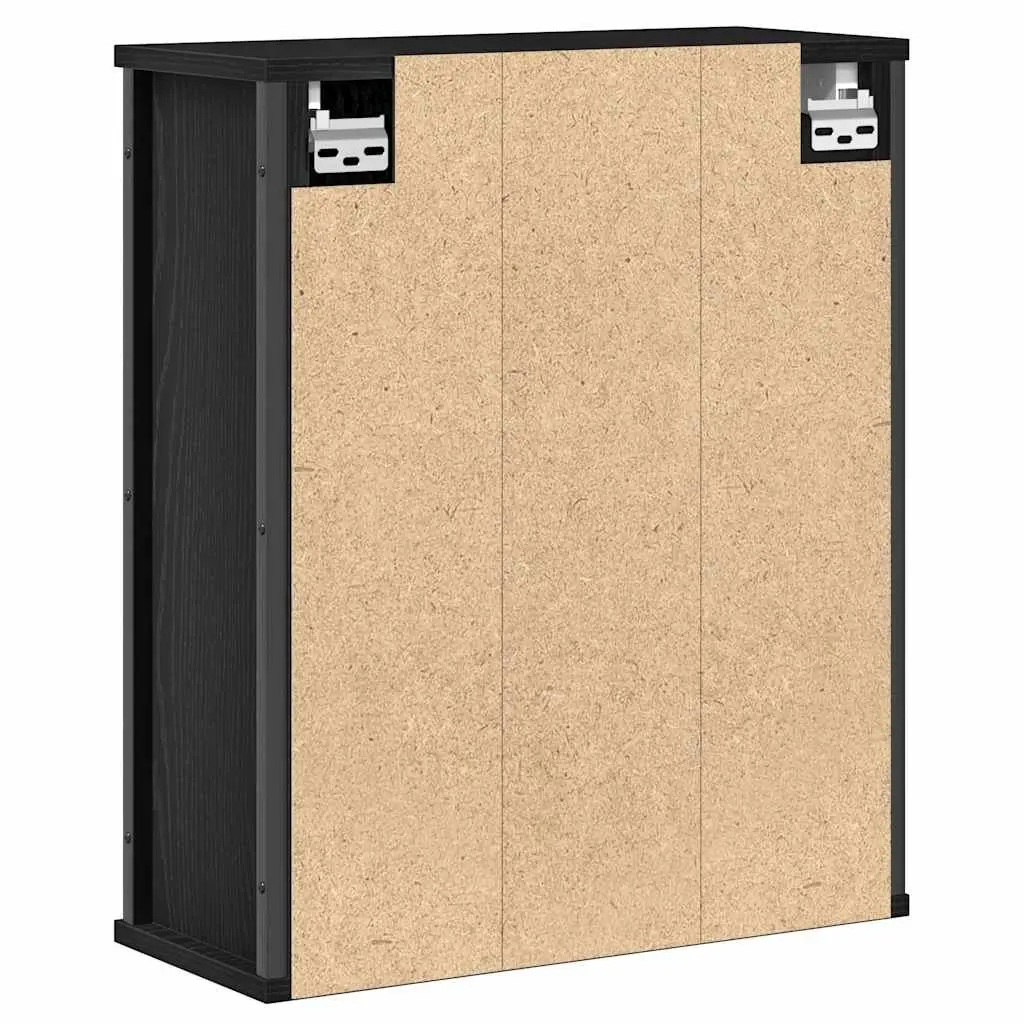 Bathroom Wall Cabinet with Mirror Black Oak 50W x 21D x 60H cm