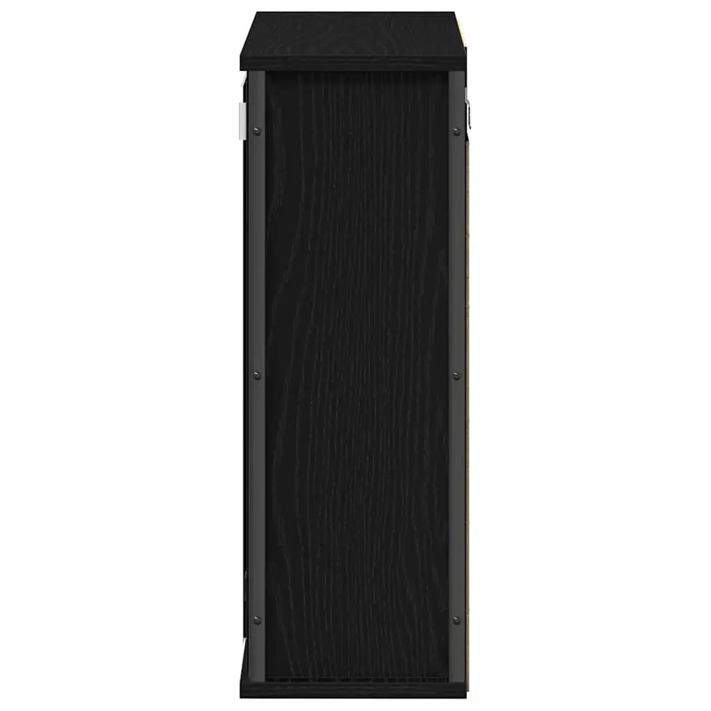 Bathroom Wall Cabinet with Mirror Black Oak 50W x 21D x 60H cm