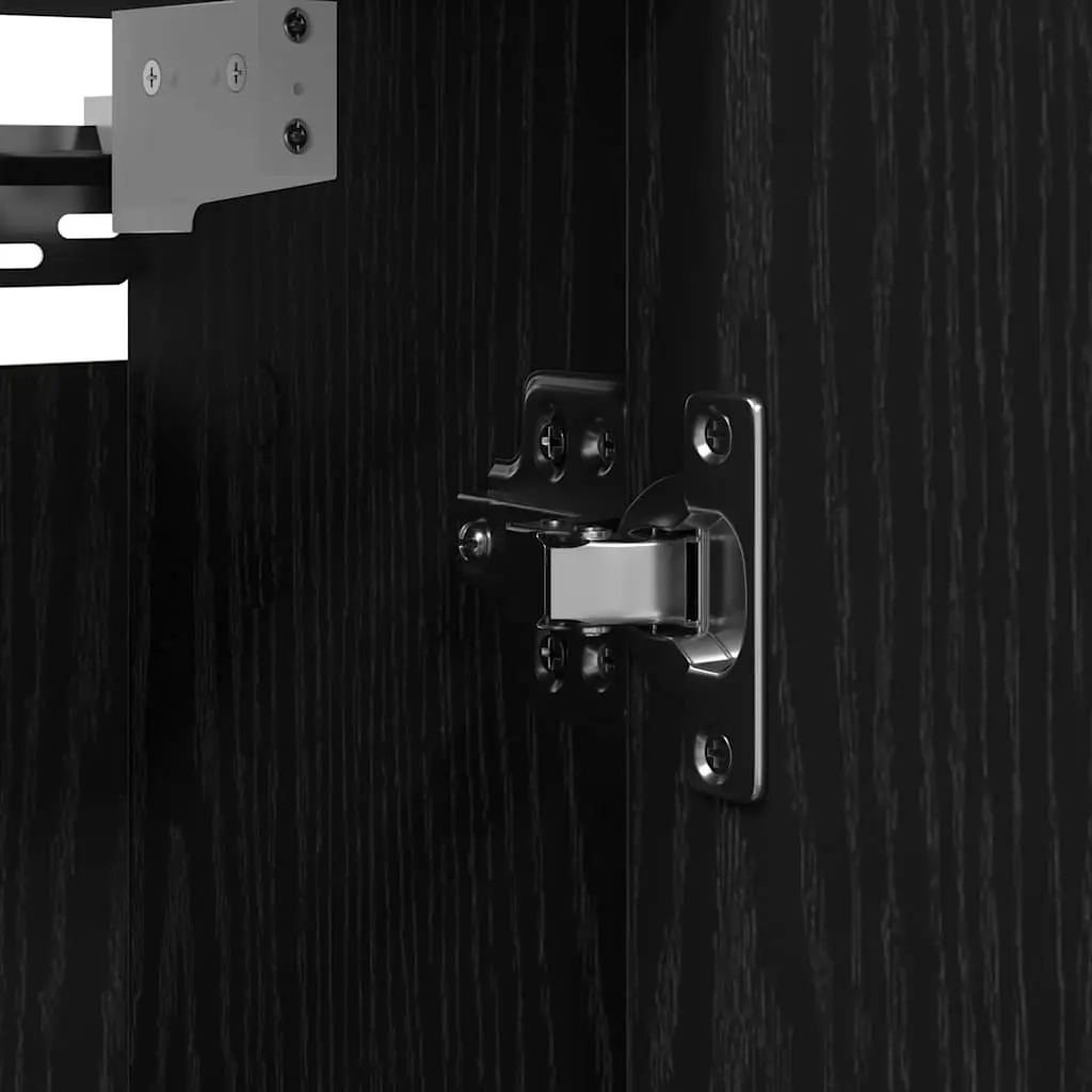 Bathroom Wall Cabinet with Mirror Black Oak 50W x 21D x 60H cm