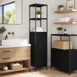 Black Oak Storage Cabinet: Dimensions 36x35x165cm