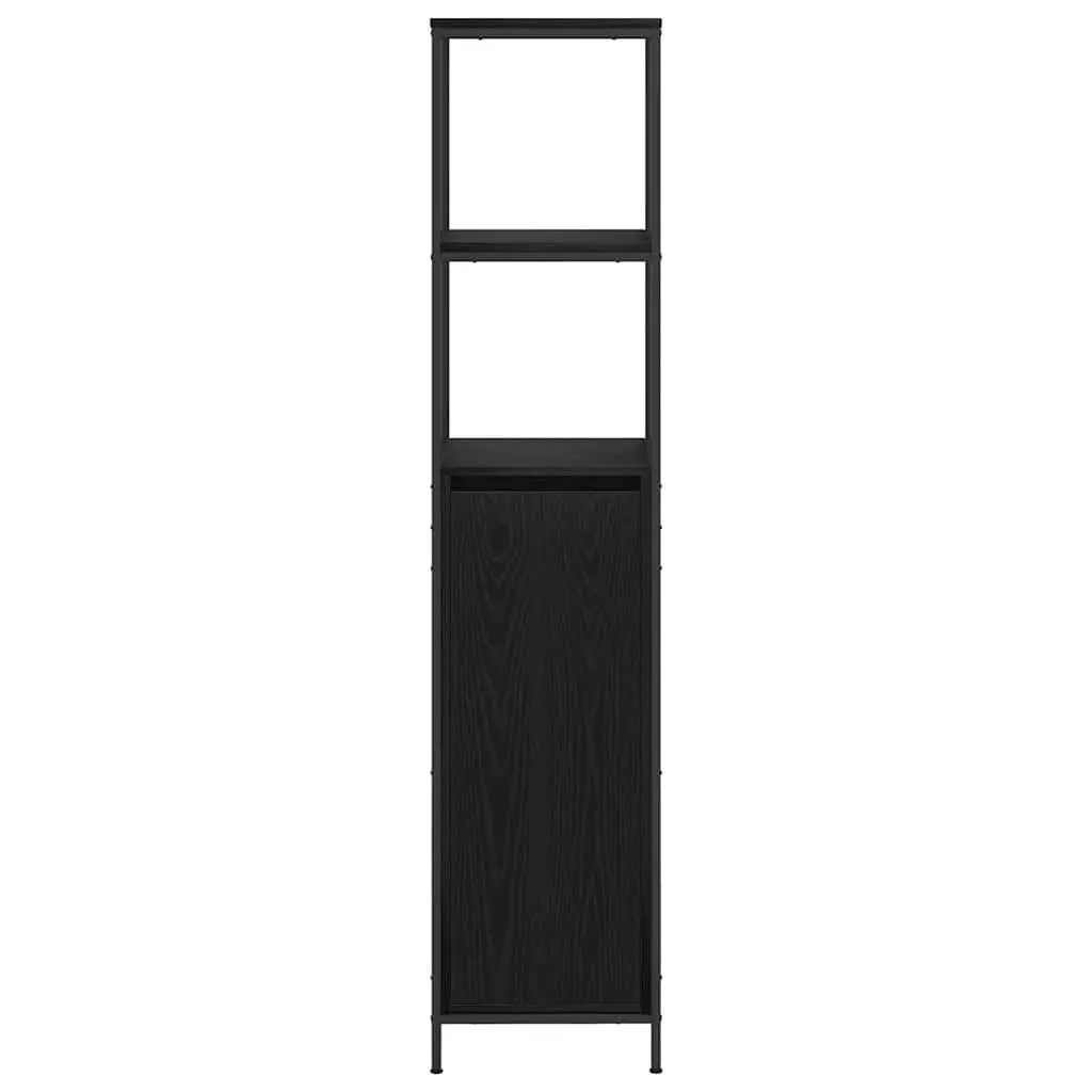 Bathroom Vanity Cabinet Black Oak Storage Shelves Door Organiser 36x35x165cm