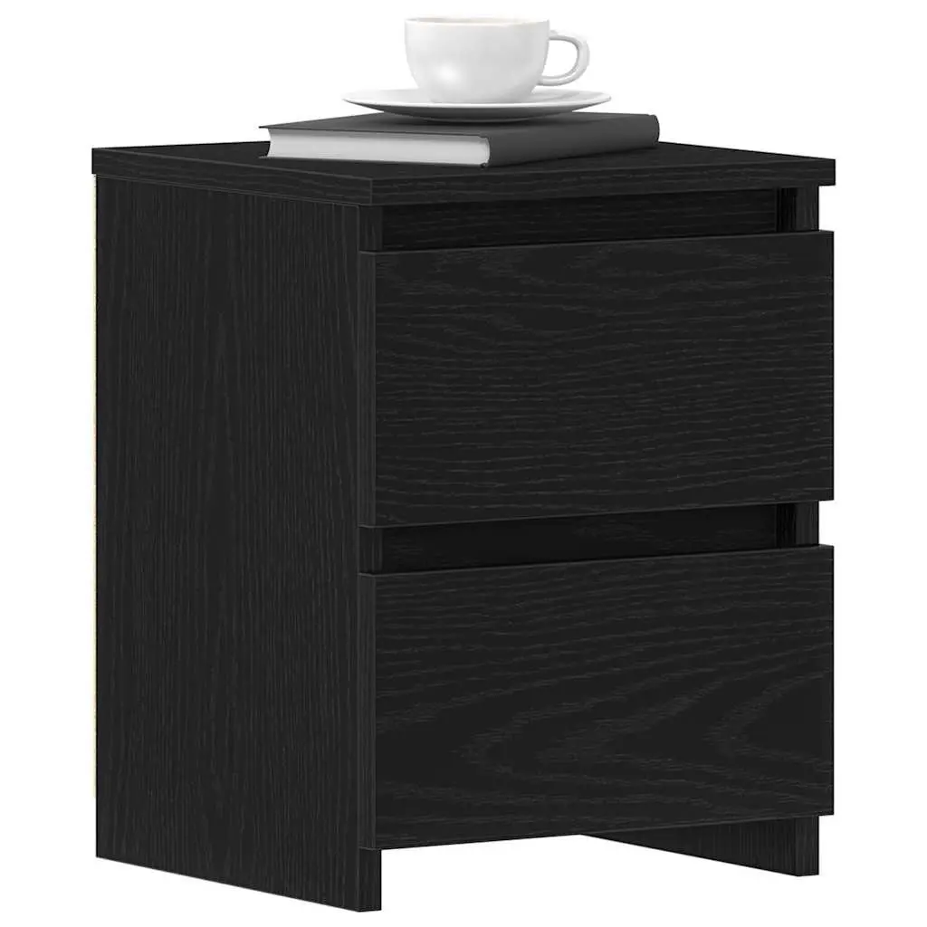 Bedside Cabinet Black Oak 30x30x40cm Bedroom Nightstand Storage Drawer Table