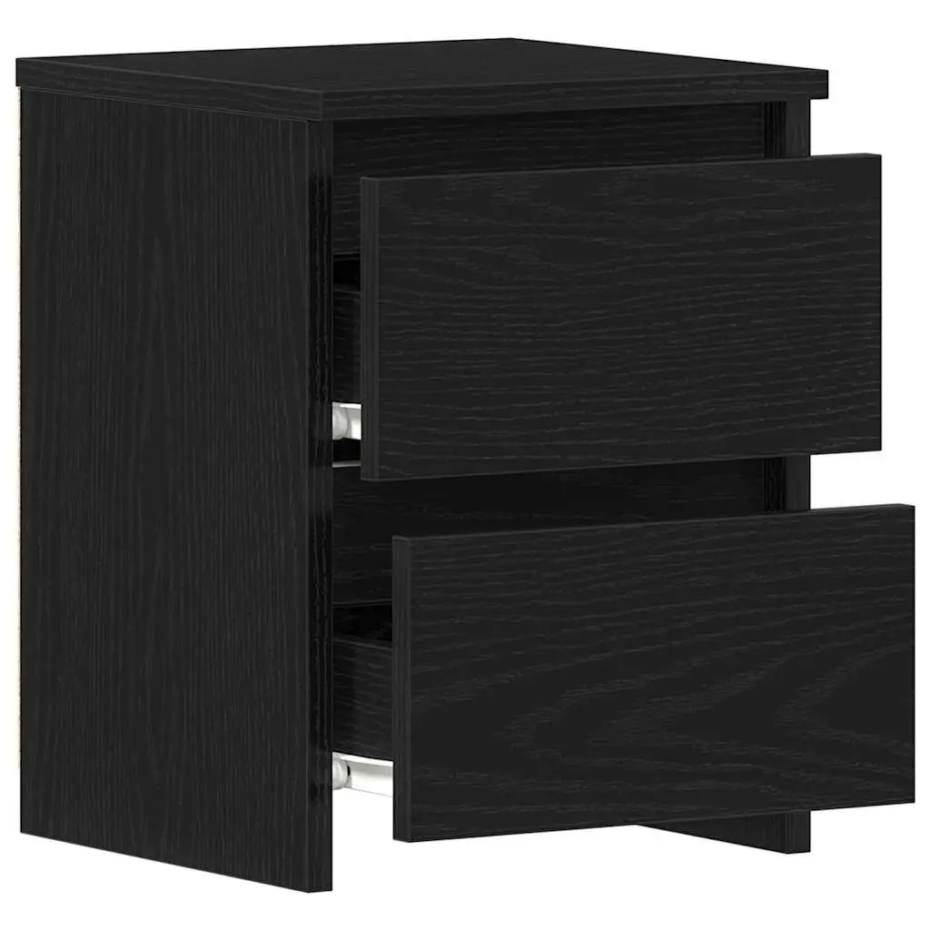Bedside Cabinet Black Oak 30x30x40cm Bedroom Nightstand Storage Drawer Table