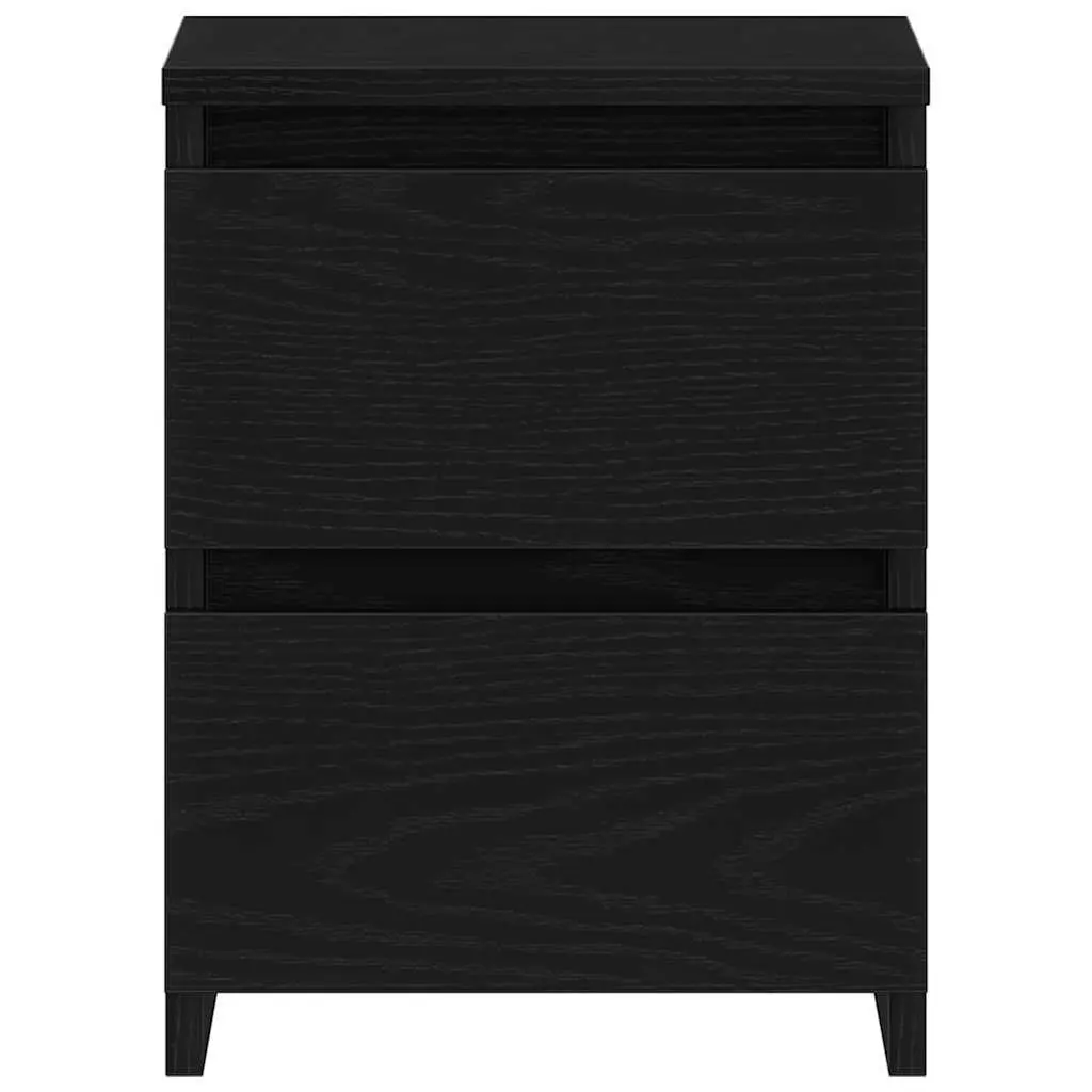 Bedside Cabinet Black Oak 30x30x40cm Bedroom Nightstand Storage Drawer Table