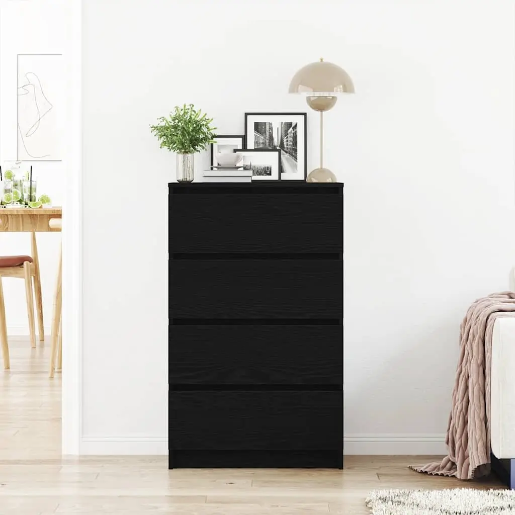 Sideboard Black Oak for Dining Room Bedroom Bathroom Kitchen 60x35x98.5cm Engineered Wood Cabinet Storage Buffet