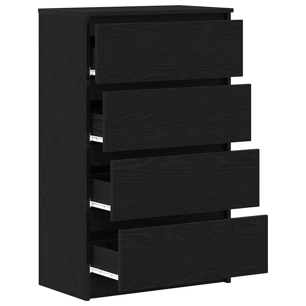 Sideboard Black Oak for Dining Room Bedroom Bathroom Kitchen 60x35x98.5cm Engineered Wood Cabinet Storage Buffet