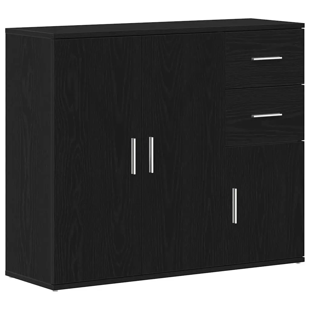 Sideboard Storage Cabinet Black Oak 91x29.5x75 cm Home Furniture