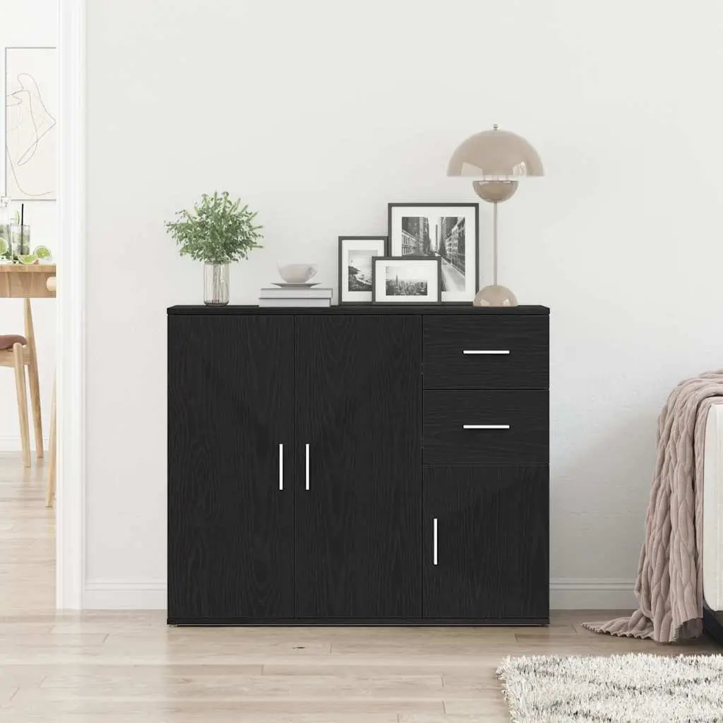 Sideboard Storage Cabinet Black Oak 91x29.5x75 cm Home Furniture