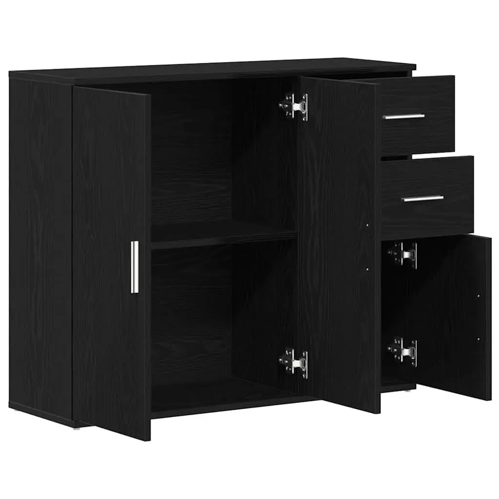 Sideboard Storage Cabinet Black Oak 91x29.5x75 cm Home Furniture